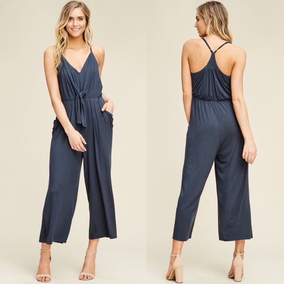 EMSLEY Front Tie Jumpsuit - BLACK - Picture 4 of 4